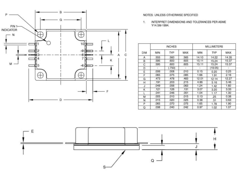 Plan mécanique - MACOM Amplificateur de puissance CMPA601J025F - Wolfspeed | Mouser